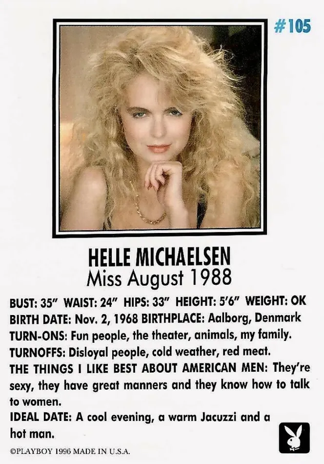 Couples Greenthunderbirds Cards Playboy August Edition 105 Helle Michaelsen