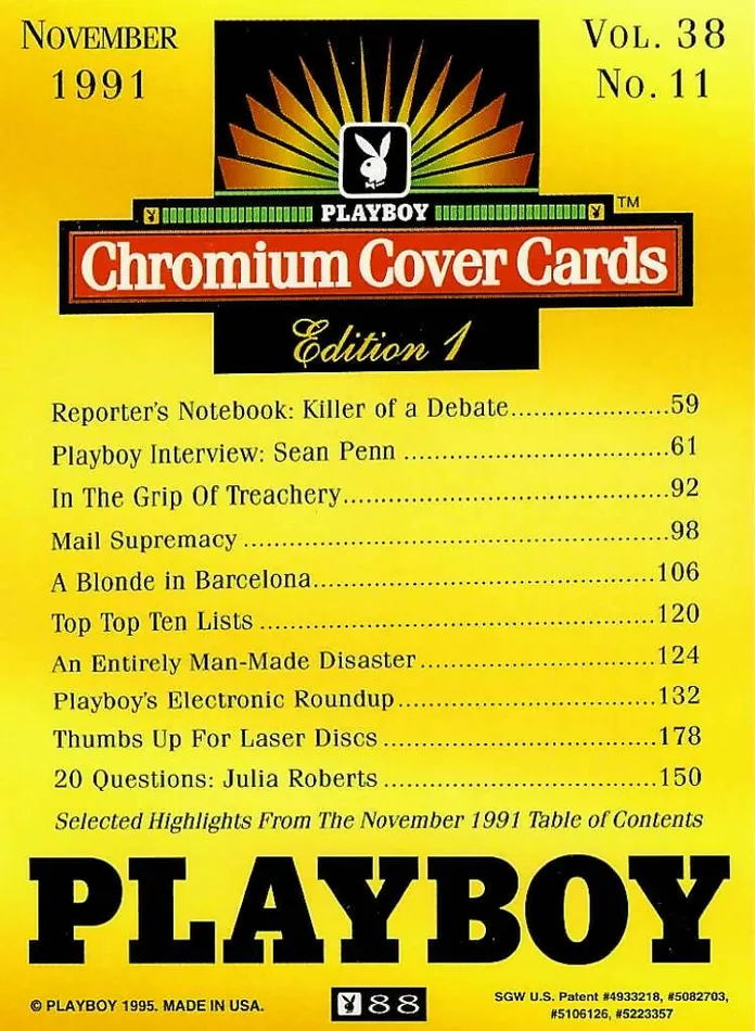 Greenthunderbirds Cards Couples Playboy Chromium Cover Edition 1 88