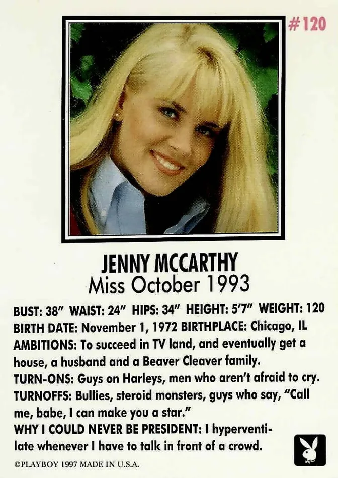 Greenthunderbirds Cards Couples Playboy October Edition 120 Jenny McCarthy