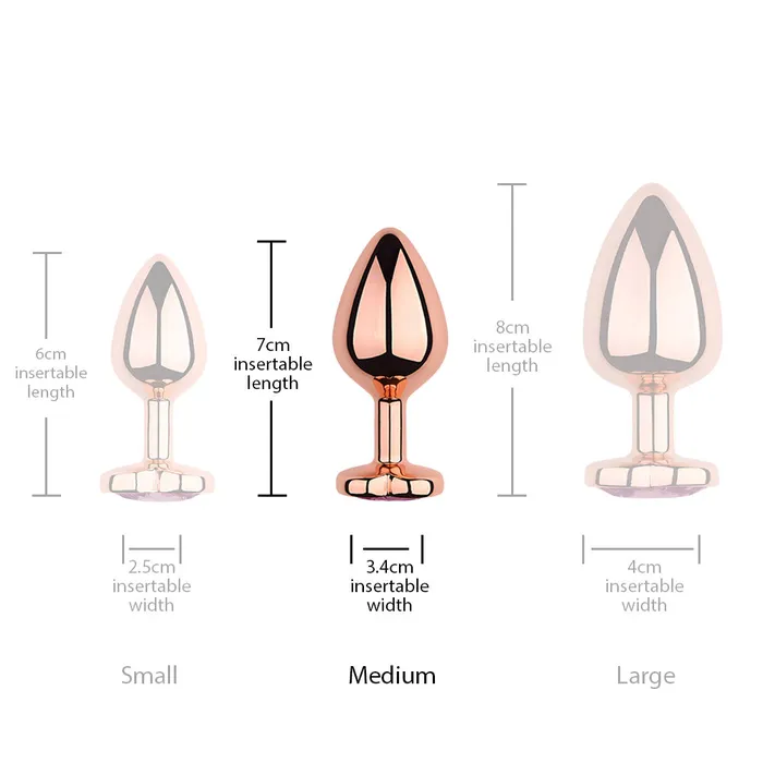 Female Sex Toys Sexyland Sexyland Charm Rose Gold Metal Butt Plug With Heart Gem Medium